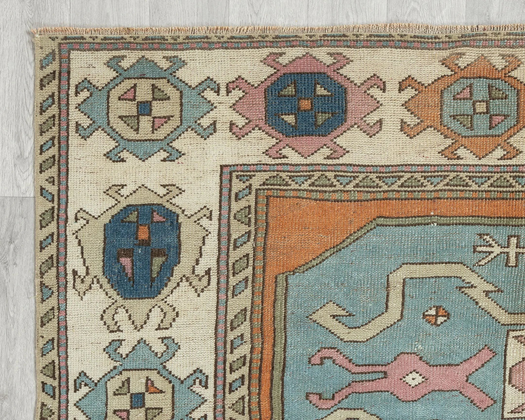 Multicolor Turkish Oushak Rug 5' 1" x 8' 2" Hand-Knotted field