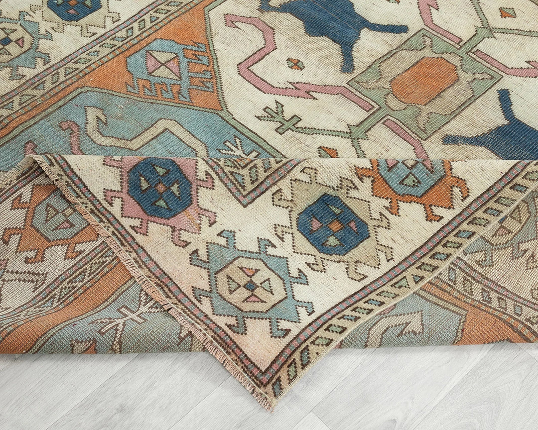 Multicolor Turkish Oushak Rug 5' 1" x 8' 2" Hand-Knotted texture