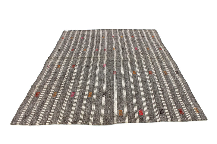 Gray Kilim Rug 6' 1" x 8' 3" | No. VR52917