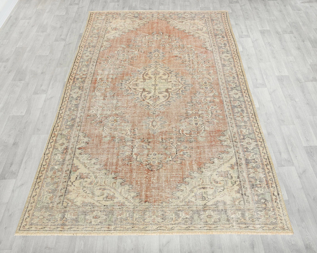 Green Turkish Oushak Rug 5' 7" x 8' 10" Hand-Knotted | No. VR52935