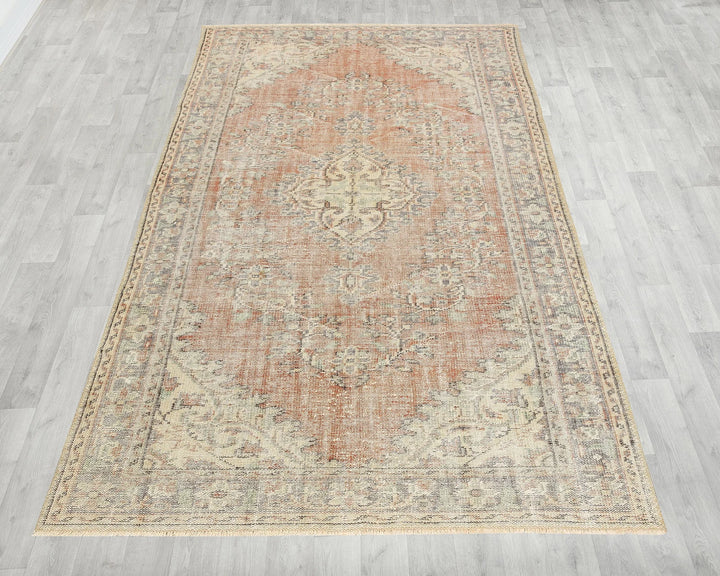 Green Turkish Oushak Rug 5' 7" x 8' 10" Hand-Knotted | No. VR52935