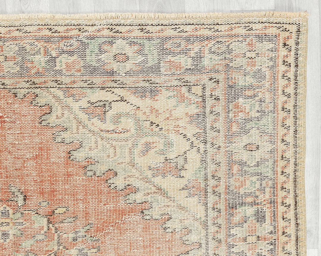 Green Turkish Oushak Rug 5' 7" x 8' 10" Hand-Knotted | No. VR52935