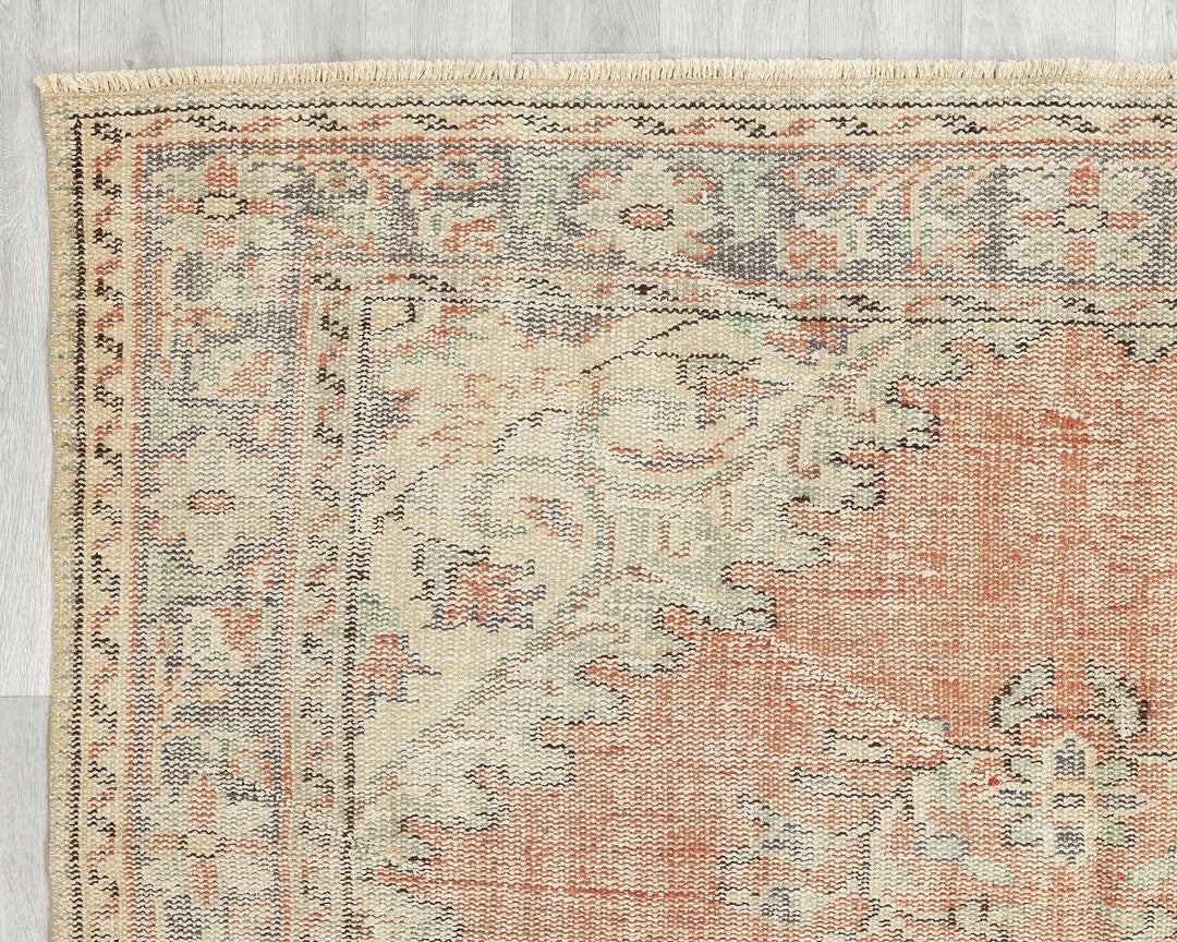 Green Turkish Oushak Rug 5' 7" x 8' 10" Hand-Knotted | No. VR52935