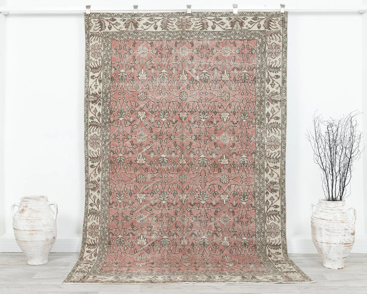 Red Turkish Oushak Rug 8' 8" x 5' 5" Hand-Knotted | No. VR52939