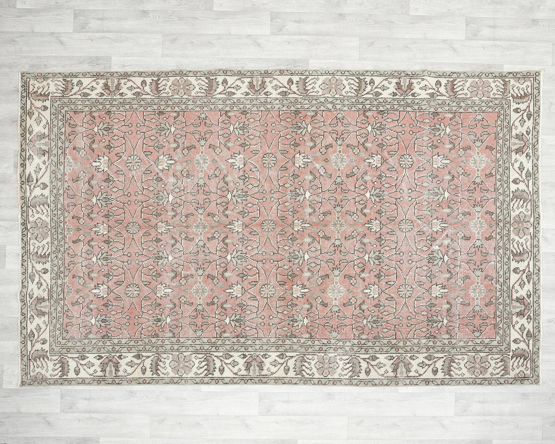 Red Turkish Oushak Rug 8' 8" x 5' 5" Hand-Knotted | No. VR52939