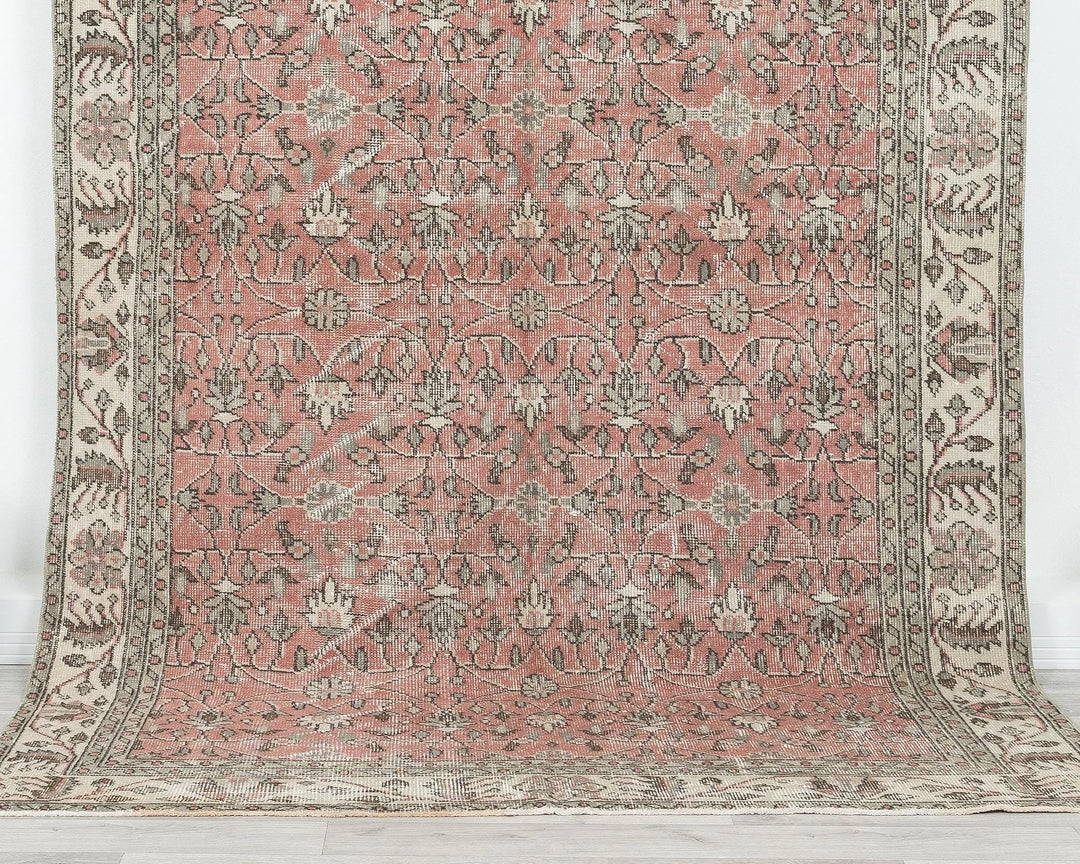 Red Turkish Oushak Rug 8' 8" x 5' 5" Hand-Knotted | No. VR52939