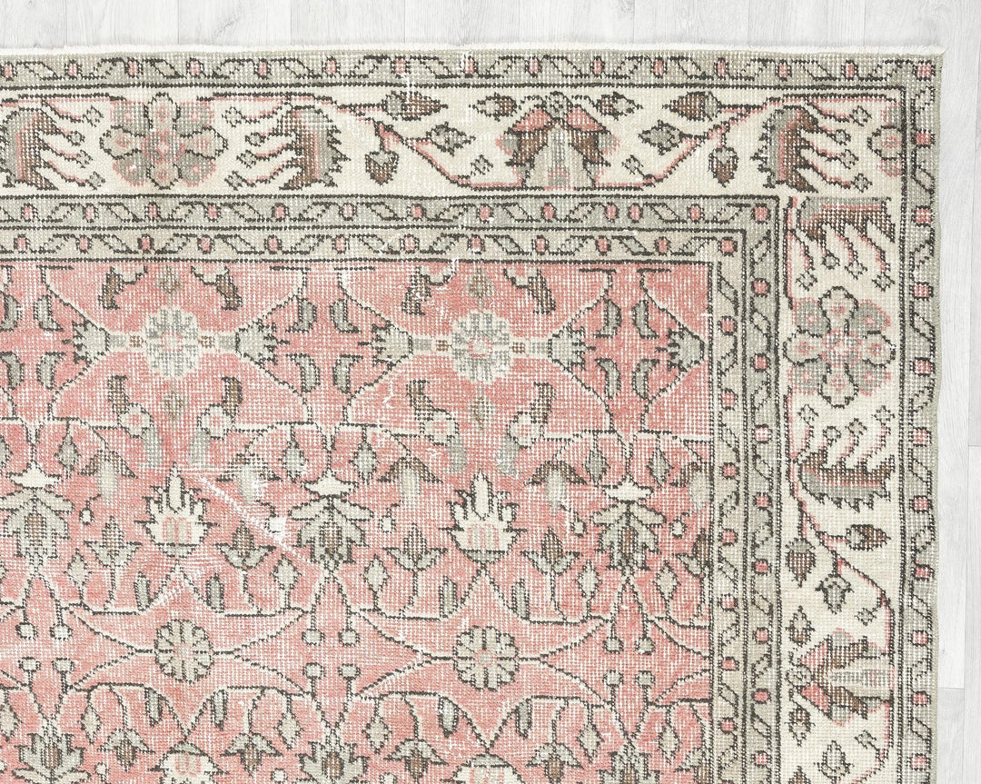 Red Turkish Oushak Rug 8' 8" x 5' 5" Hand-Knotted | No. VR52939