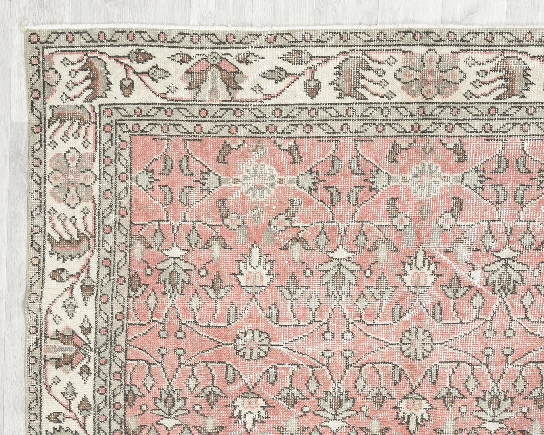 Red Turkish Oushak Rug 8' 8" x 5' 5" Hand-Knotted | No. VR52939