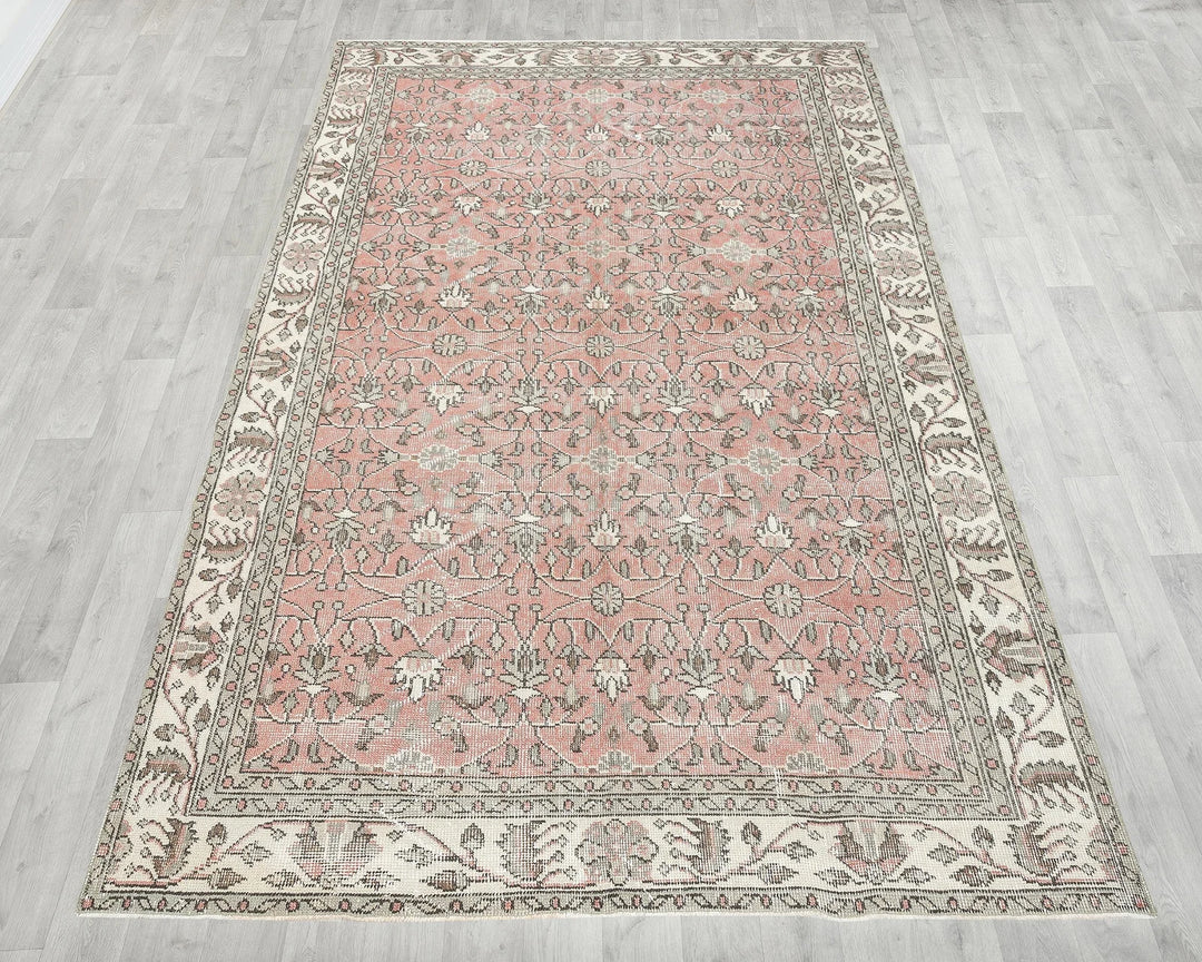 Red Turkish Oushak Rug 8' 8" x 5' 5" Hand-Knotted | No. VR52939