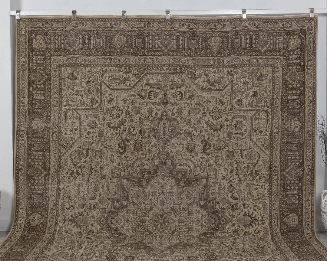 Multicolor Turkish Oushak Rug 11' x 13' 3" Hand-Knotted detail