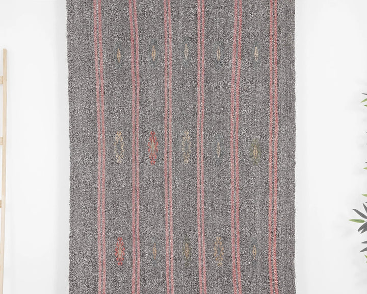 Gray Turkish Kilim Rug 3' 6" x 8' 6" Flat-Weave | No. VR53303