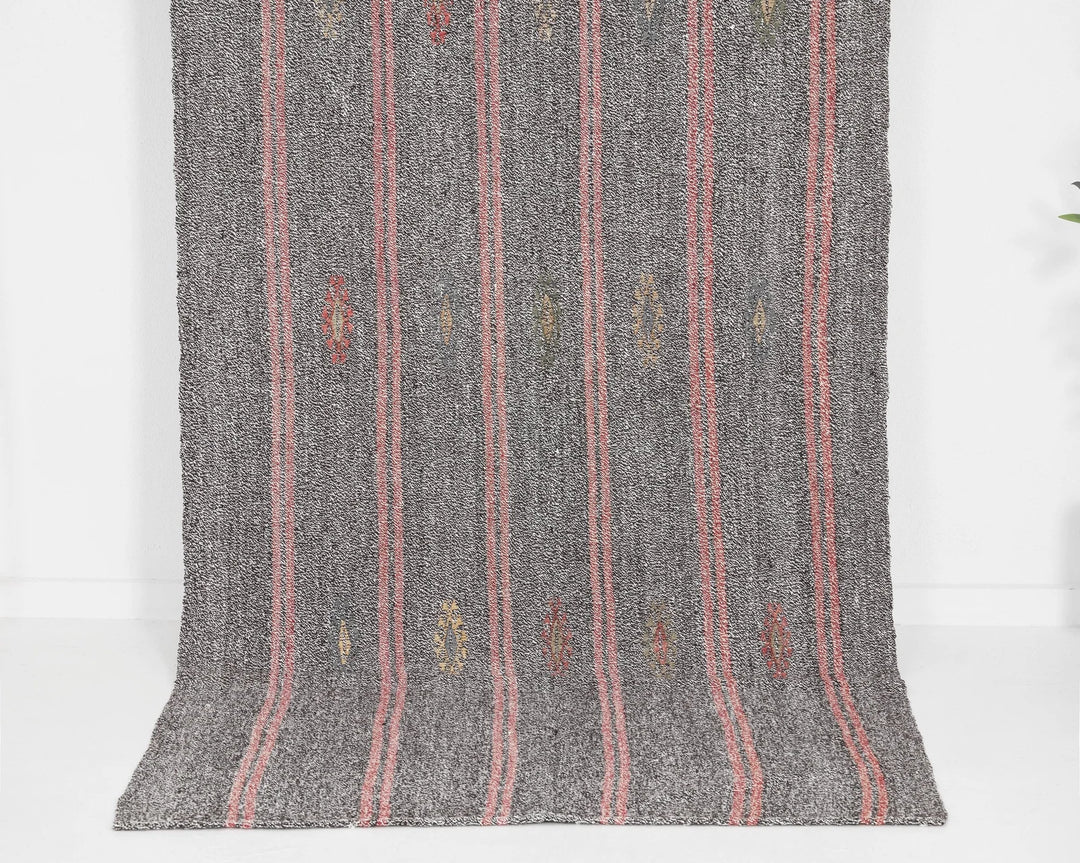 Gray Turkish Kilim Rug 3' 6" x 8' 6" Flat-Weave | No. VR53303