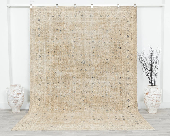 Beige Turkish Oushak Rug 6' 11" x 10' 1" Hand-Knotted | No. VR53439