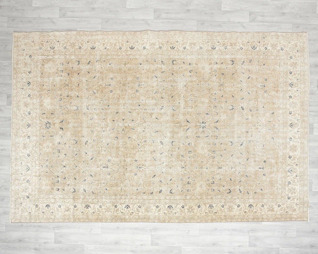 Beige Turkish Oushak Rug 6' 11" x 10' 1" Hand-Knotted | No. VR53439