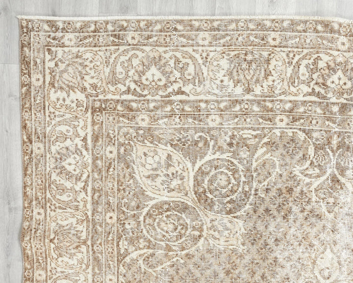 Beige Turkish Oushak Rug 6' 11" x 10' 1" Hand-Knotted | No. VR53439