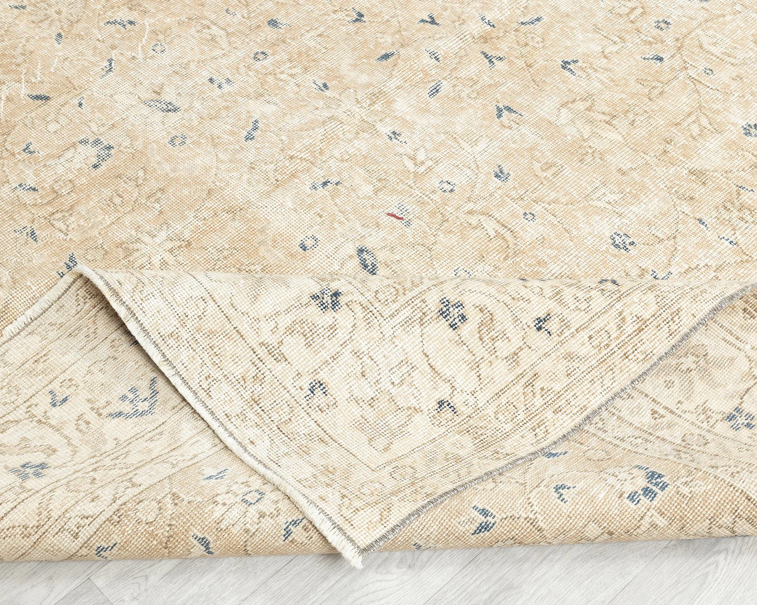 Beige Turkish Oushak Rug 6' 11" x 10' 1" Hand-Knotted | No. VR53439