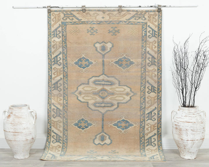 Pink Turkish Oushak Rug 4' x 6' 1" Hand-Knotted | No. VR53464