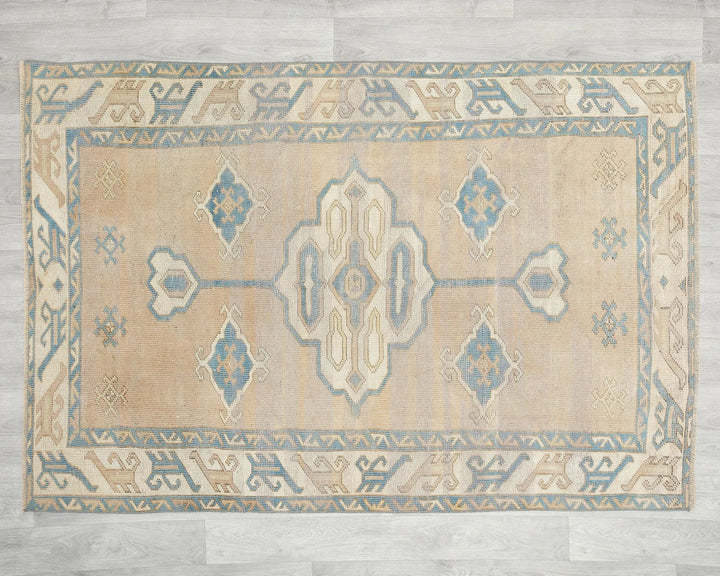 Pink Turkish Oushak Rug 4' x 6' 1" Hand-Knotted | No. VR53464