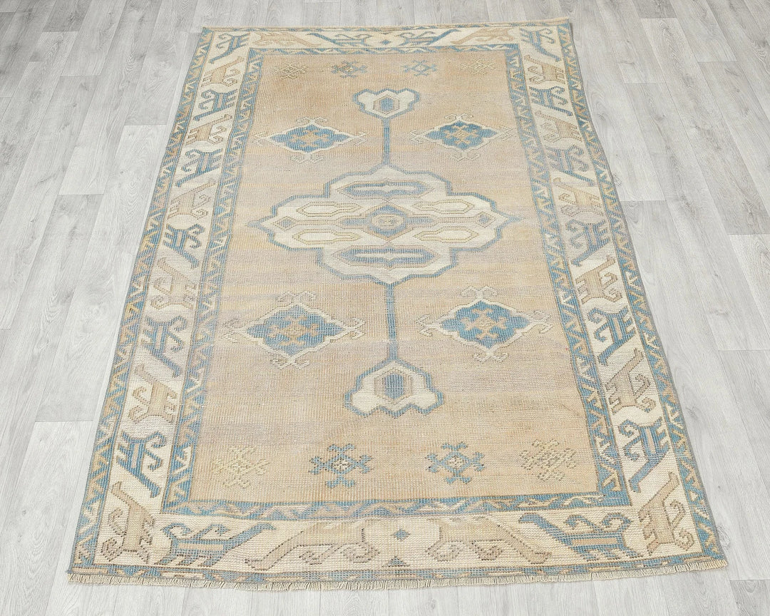 Pink Turkish Oushak Rug 4' x 6' 1" Hand-Knotted | No. VR53464