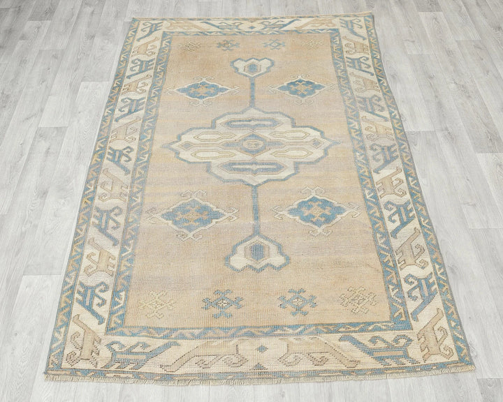 Pink Turkish Oushak Rug 4' x 6' 1" Hand-Knotted | No. VR53464