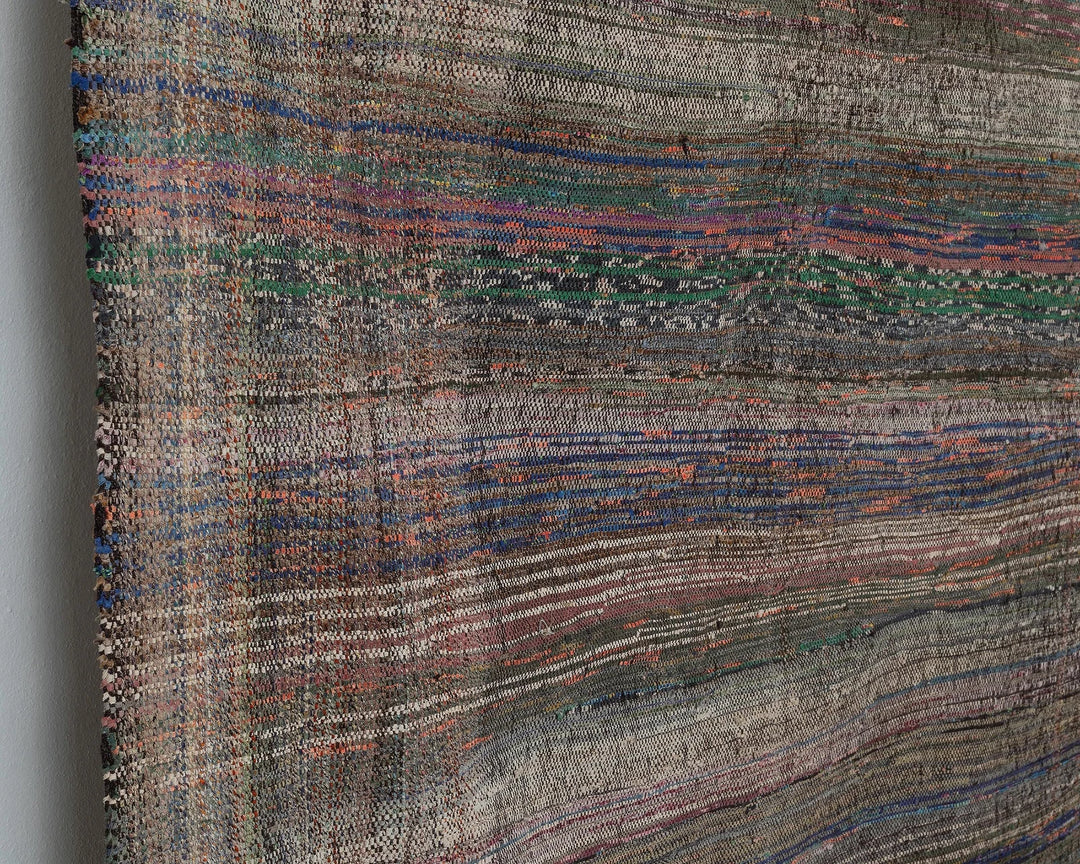 Multicolor Turkish Kilim Rug 9' 6" x 13' 5" Flat-Weave close-up