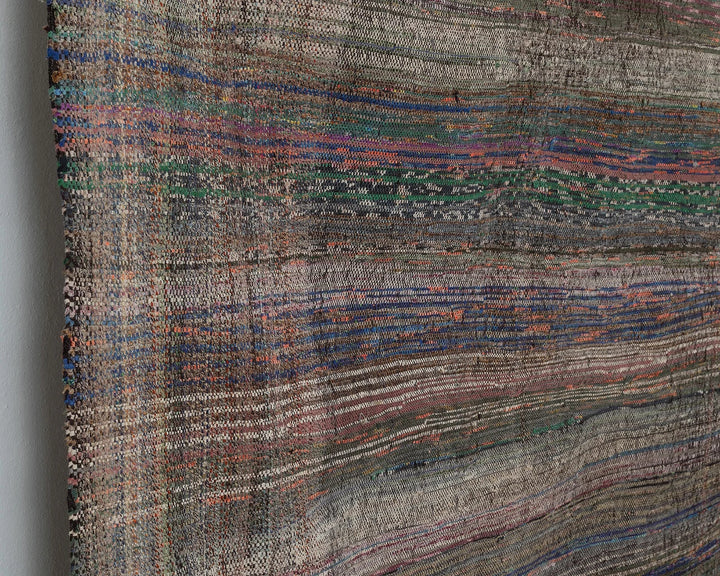 Multicolor Turkish Kilim Rug 9' 6" x 13' 5" Flat-Weave close-up