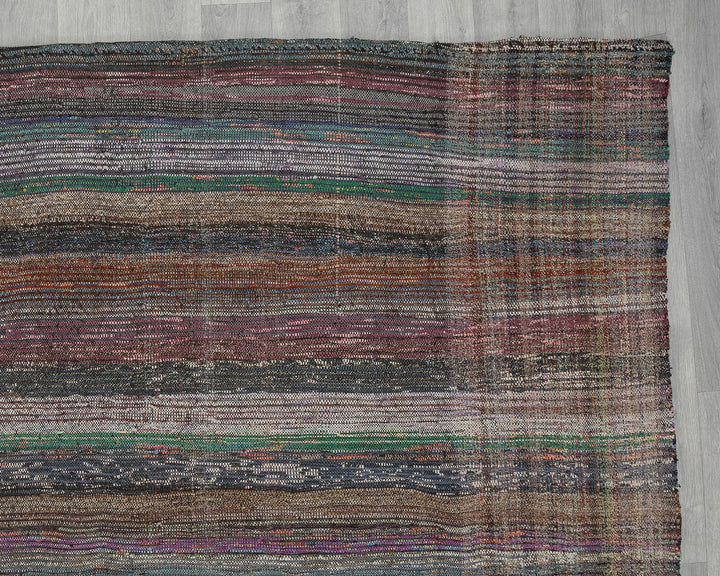 Multicolor Turkish Kilim Rug 9' 6" x 13' 5" Flat-Weave pattern