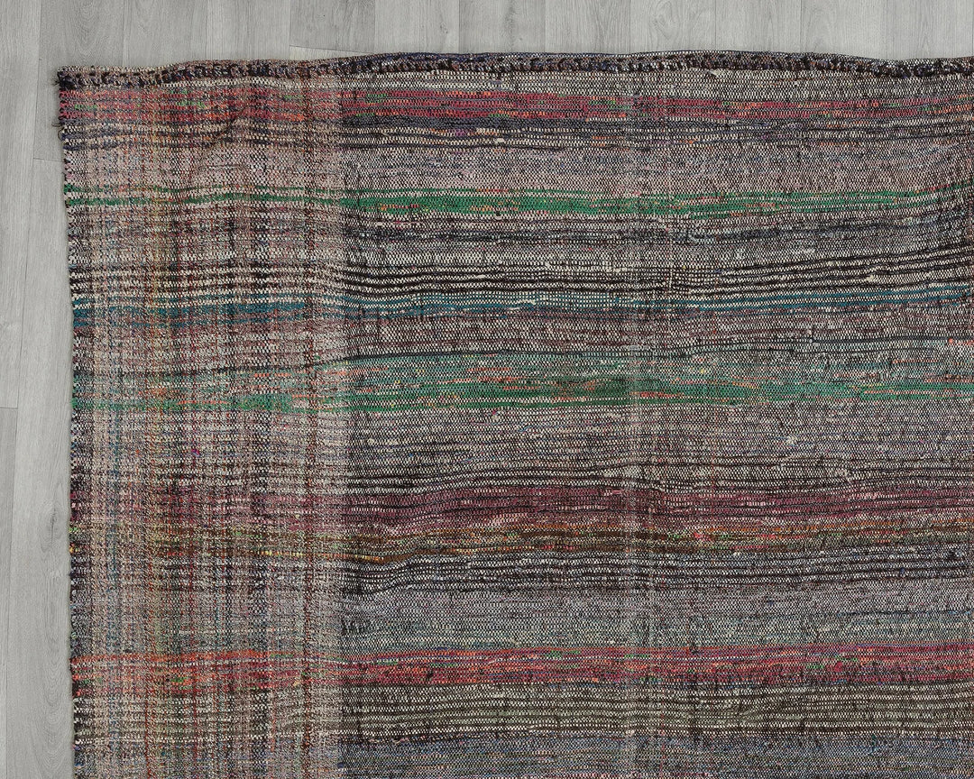 Multicolor Turkish Kilim Rug 9' 6" x 13' 5" Flat-Weave border