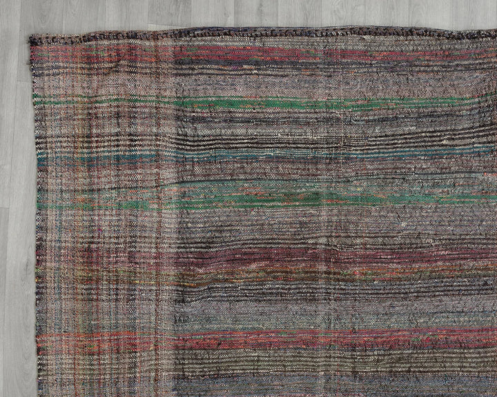 Multicolor Turkish Kilim Rug 9' 6" x 13' 5" Flat-Weave border