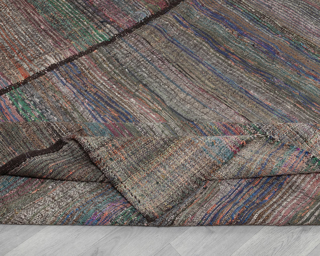 Multicolor Turkish Kilim Rug 9' 6" x 13' 5" Flat-Weave field