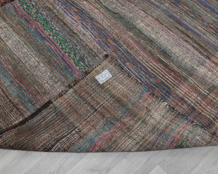 Multicolor Turkish Kilim Rug 9' 6" x 13' 5" Flat-Weave texture