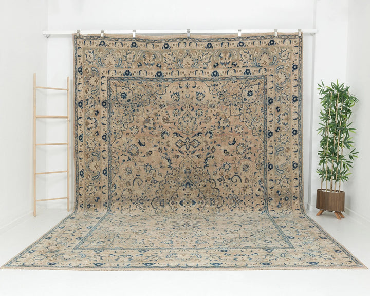 Beige Turkish Oushak Rug 9' 8" x 12' 4" Hand-Knotted | No. VR53614