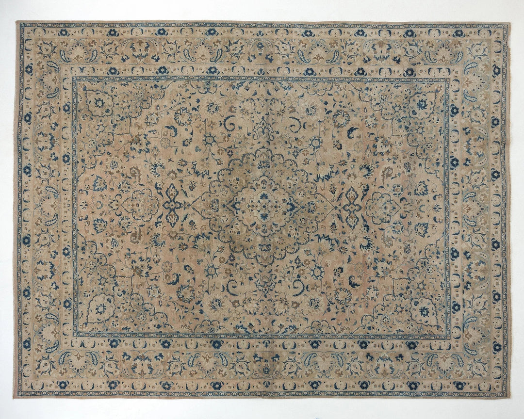 Beige Turkish Oushak Rug 9' 8" x 12' 4" Hand-Knotted | No. VR53614