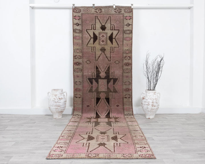 Pink Turkish Oushak Rug 3'7" x 11'4" Hand-Knotted | No. VR53711