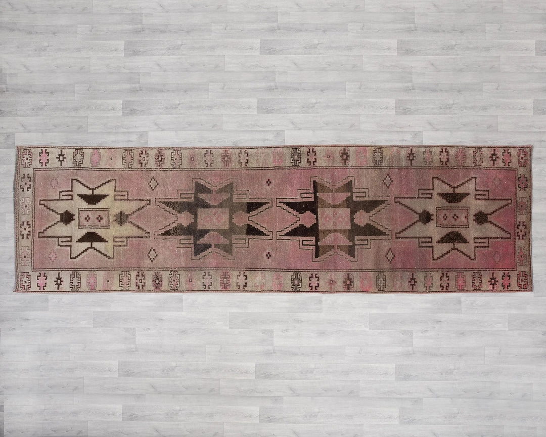 Pink Turkish Oushak Rug 3'7" x 11'4" Hand-Knotted | No. VR53711
