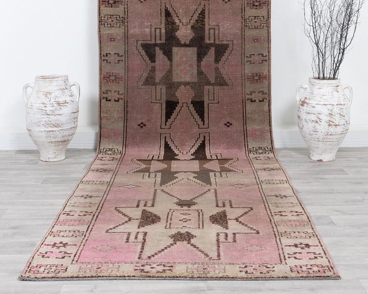 Pink Turkish Oushak Rug 3'7" x 11'4" Hand-Knotted | No. VR53711