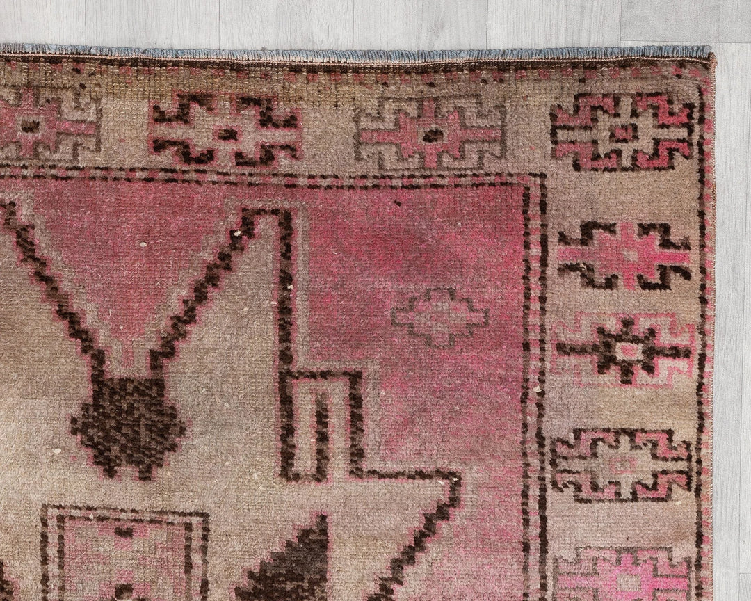 Pink Turkish Oushak Rug 3'7" x 11'4" Hand-Knotted | No. VR53711
