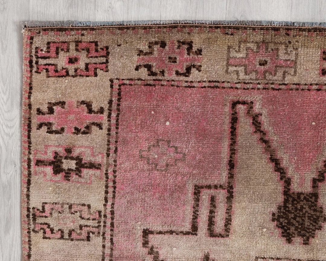 Pink Turkish Oushak Rug 3'7" x 11'4" Hand-Knotted | No. VR53711