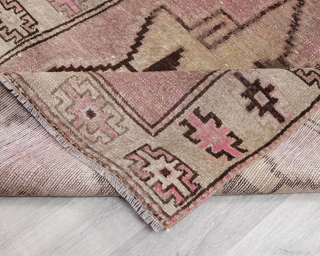 Pink Turkish Oushak Rug 3'7" x 11'4" Hand-Knotted | No. VR53711