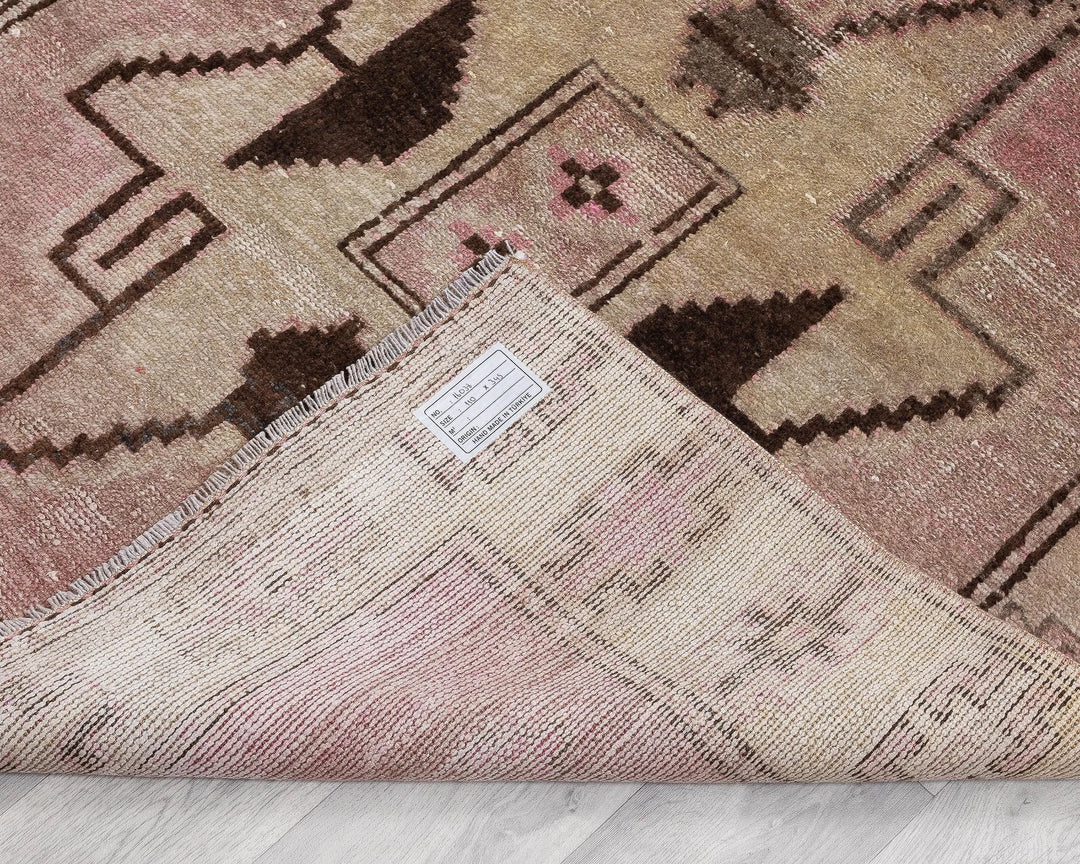Pink Turkish Oushak Rug 3'7" x 11'4" Hand-Knotted | No. VR53711