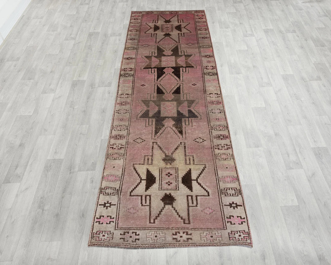 Pink Turkish Oushak Rug 3'7" x 11'4" Hand-Knotted | No. VR53711