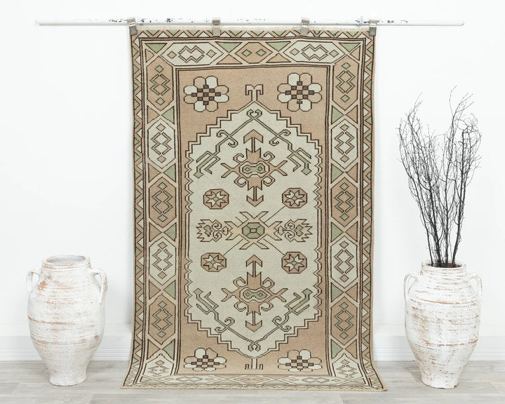 Multicolor Turkish Oushak Rug 3' 8" x 5' 11" Hand-Knotted | No. VR53716
