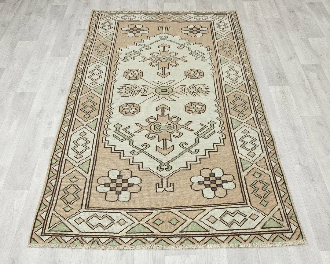 Multicolor Turkish Oushak Rug 3' 8" x 5' 11" Hand-Knotted | No. VR53716
