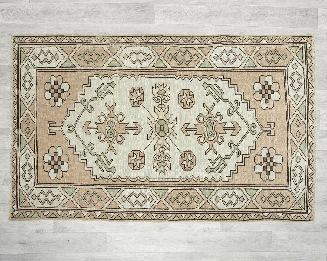 Multicolor Turkish Oushak Rug 3' 8" x 5' 11" Hand-Knotted | No. VR53716