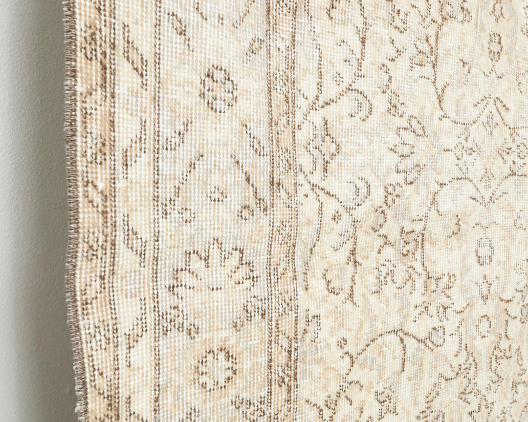 Beige Turkish Oushak Rug 6' 6" x 10' Hand-Knotted | No. VR53830