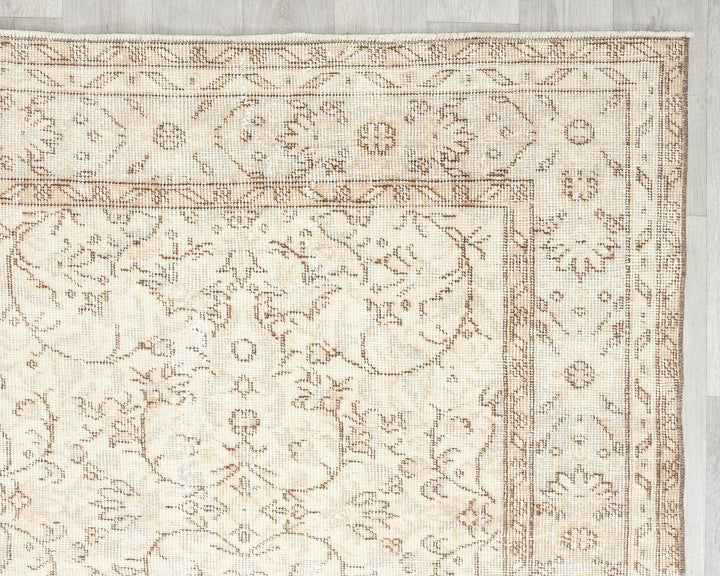 Beige Turkish Oushak Rug 6' 6" x 10' Hand-Knotted | No. VR53830