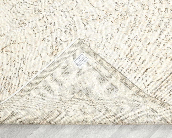 Beige Turkish Oushak Rug 6' 6" x 10' Hand-Knotted | No. VR53830