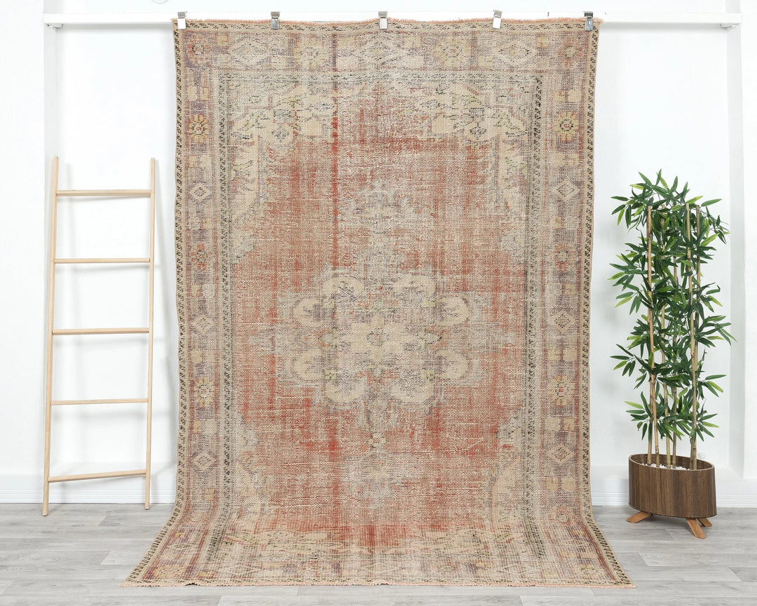 Multicolor Turkish Oushak Rug 5' 11" x 8' 10" Hand-Knotted