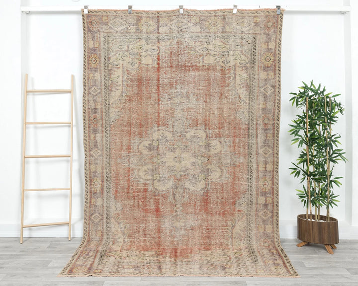 Multicolor Turkish Oushak Rug 5' 11" x 8' 10" Hand-Knotted