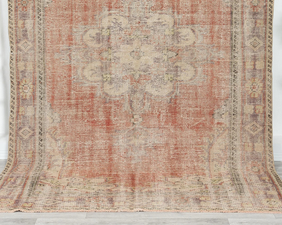 Multicolor Turkish Oushak Rug 5' 11" x 8' 10" Hand-Knotted detail